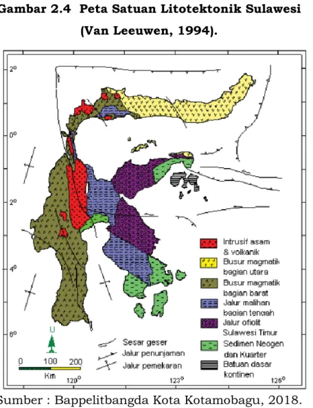 Gambar 2.4  Peta Satuan Litotektonik Sulawesi   (Van Leeuwen, 1994). 
