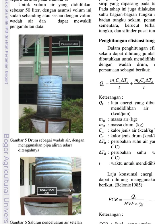 Gambar 5 Drum sebagai wadah air, dengan  menggunakan pipa aliran udara  ditengahnya 
