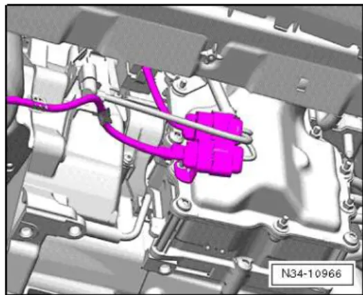 Gambar 8. Letak Selang, Soket Dan Pengungkit Pada Gearbox  (Sumber : Database Manual book  VW Golf) 