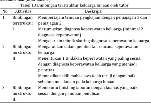 Tabel 13 Bimbingan terstruktur keluarga binaan oleh tutor 