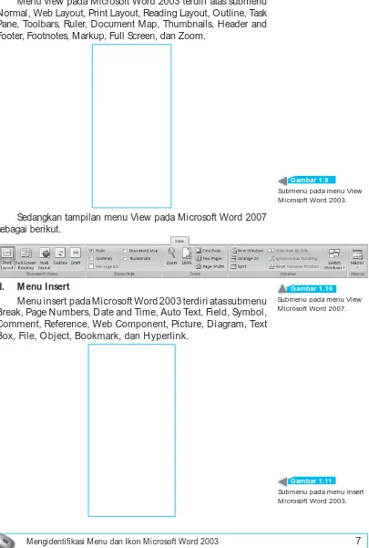 Microsoft Word 2003.Submenu pada menu View Gambar 1.9
