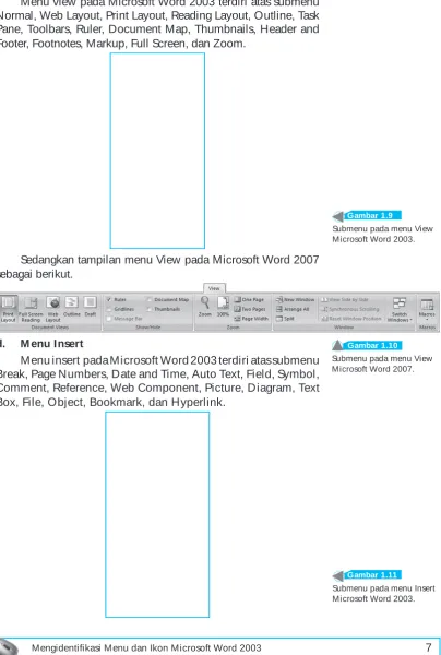 Microsoft Word 2003.Submenu pada menu View Gambar 1.9