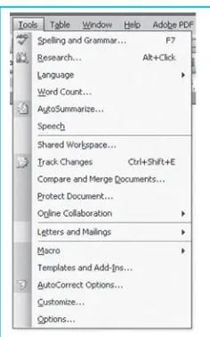 Submenu pada menu Tools Microsoft Word 2003.Gambar 1.15