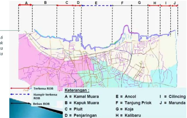 Gambar 2.6   Sebaran Lokasi Dampak  ROB di Pantai Utara  Jakarta