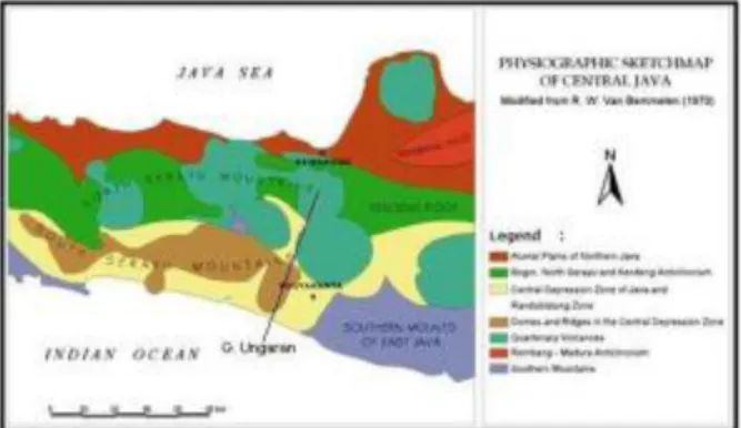 Gambar 1. Penampakan Fisiografi Jawa Bagian Tengah  1.        Stratigrafi Regional 