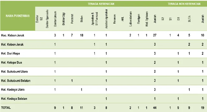 Tabel penyebaran tenaga kesehatan dan non kesehatan (non pns) tahun 2012  puskesmas kec