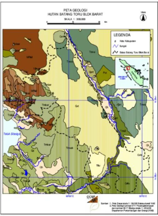 Gambar 1. Peta Geologi Batang Toru (Dep. Pertambangan dan Energi, 1982) 