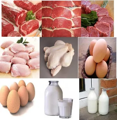 Gambar  7.  Komoditas daging sapi, daging ayam,  telur,  susu 