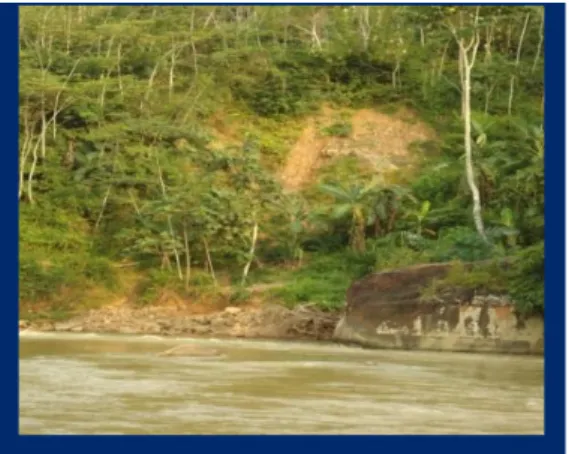 Gambar 8: Jejak longsor di tepi Sungai  Cidikit yang berpotensi mengganggu suplai  air ke dalam Intake Bayah