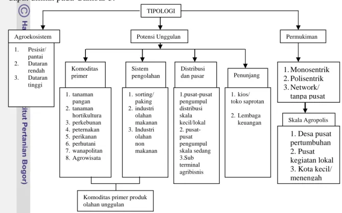 Gambar  3. Bagan tipologi kawasan agropolitan (Rustiadi dan Pranoto, 2007)  Penetapan tipologi kawasan agropolitan yang tepat diharapkan dapat  mengikutsertakan pembangunan kapasitas lokal dan partisipasi masyarakat dalam suatu  program yang menumbuhkan ma
