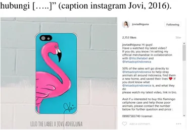 Gambar 4.27. Case handphone Jovi bergambar flamingo  Sumber: instagram Jovi @joviadhiguna (2016) 