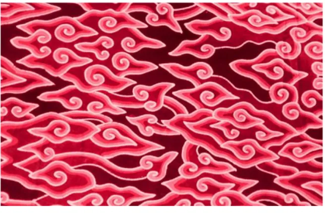 Gambar 4.3 Gambar gradasi merah pada motif batik mega mendung  