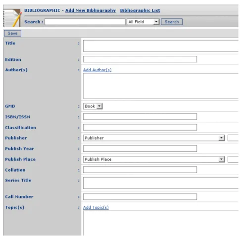 Gambar 3.1: Form untuk menambakan data bibliogra/katalog