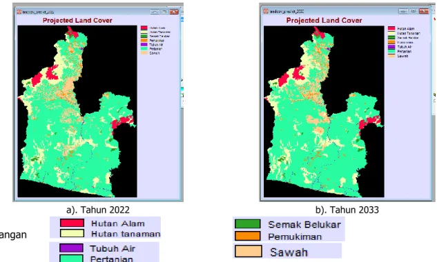 Gambar 5.  Model Prediksi Perubahan Lahan Sawah Kabupaten Tasikmalaya. 