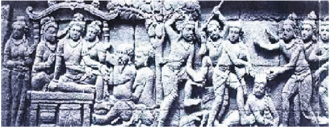 Gambar  9.9.  Relief Pada Stupa Borobudur Sumber: Sukmono