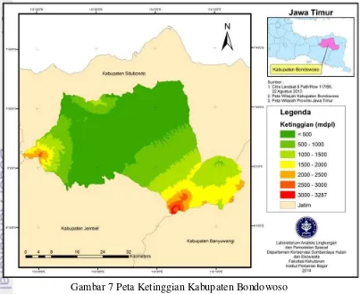 Gambar 7 Peta Ketinggian Kabupaten Bondowoso 