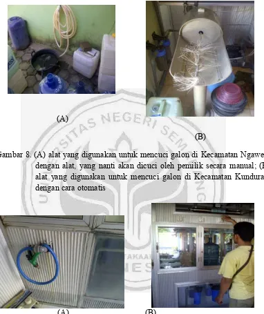 Gambar 8. (A) alat yang digunakan untuk mencuci galon di Kecamatan Ngawen, 