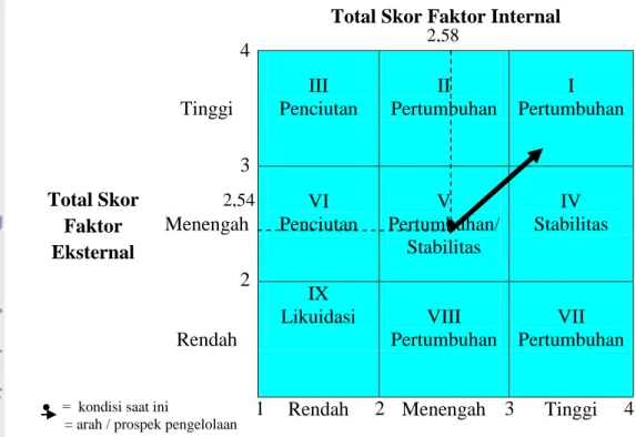 Gambar 1 Matriks IE pengelolaan pemasaran produk olahan hasil perikanan  jenis  ikan asin dan pindang di DKI Jakarta 