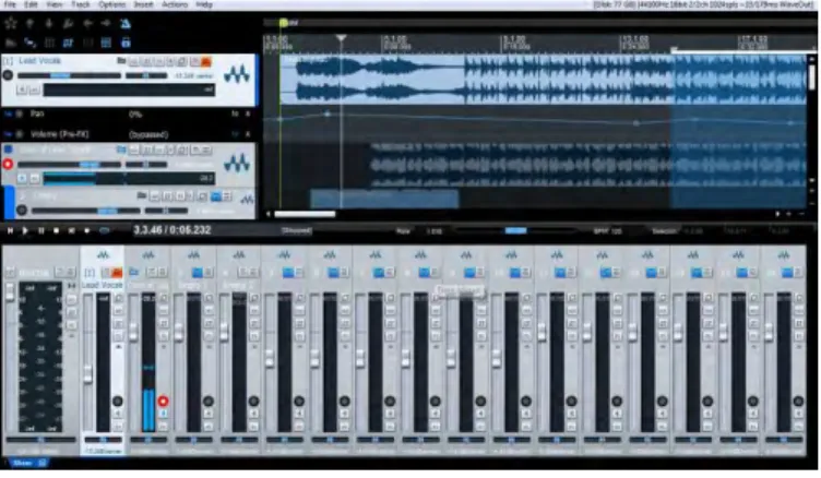 Gambar 4. Contoh tampilan program Presonus Studio One 