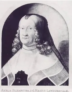 Gambar 2. Amelia Elizabeth,  Landgravine of  Hesse-Kassel.  Buah karya Ludwig  von Siegen , diterbitkan  tahun 1642