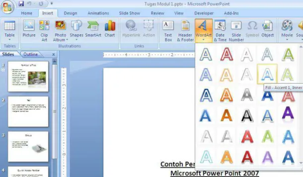 Gambar 13. Pilihan tipe WordArt 