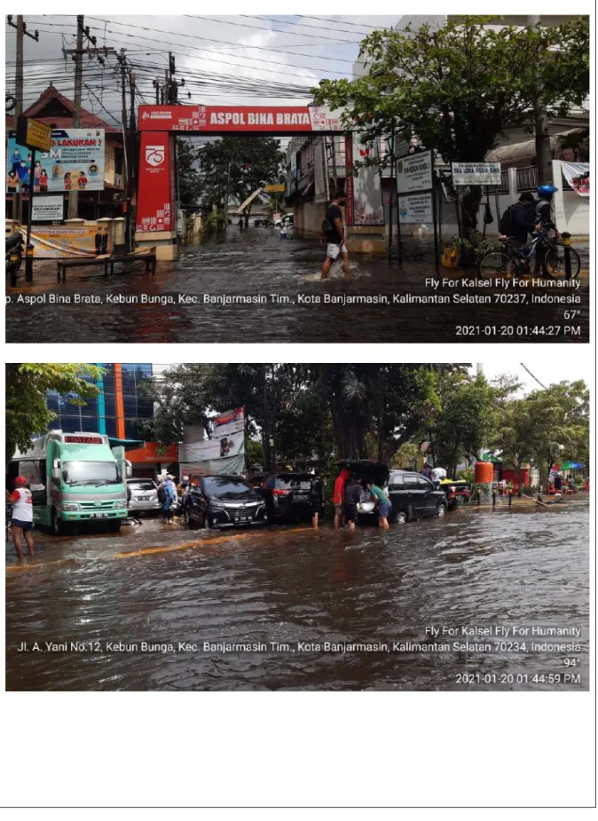 Foto Kejadian Banjir di Kota Banjarmasin Provinsi Kalimantan Selatan oleh Sky Volunteer  ft U-INSPIRE Indonesia 