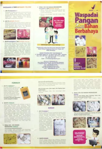 Gambar 2.19 Leaflet Waspadai Pangan yang Mengandung Bahan Berbahaya  Sumber : Dokumentasi Enggar Palupi Ramadhani 