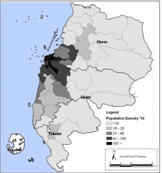 Gambar 1-7: Kepadatan Penduduk menurut Kecamatan (2010) 