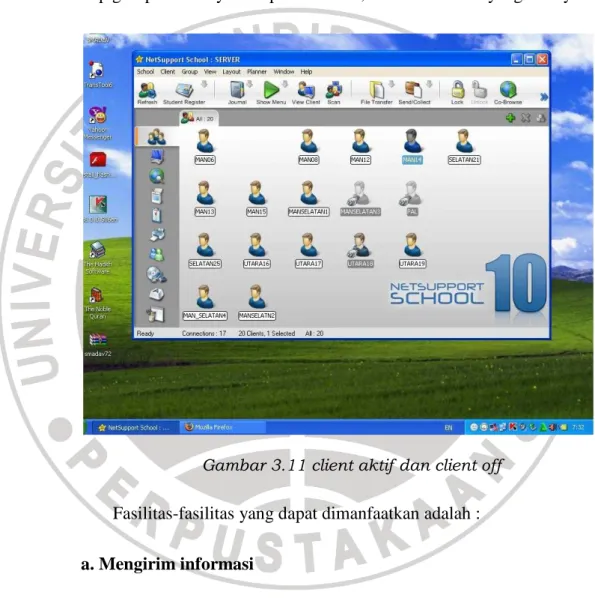Gambar 3.11 client aktif dan client off 