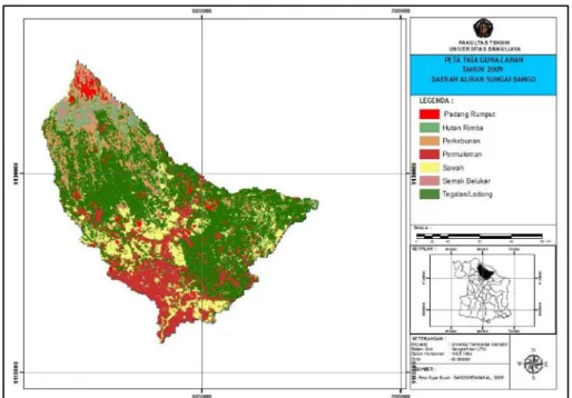 Gambar 3.  Peta Tata Guna Lahan Tahun 2009 Daerah Aliran Sungai Bango 