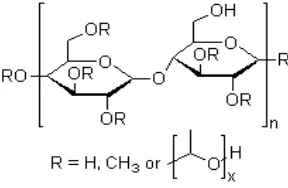 Gambar 1. Rumus Bangun hidroksipropil metil celulosa (Wade and Weller, 