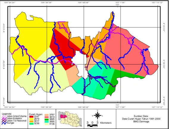 Gambar 5. Peta Curah Hujan Kabupaten Bogor  4.4  Tanah 