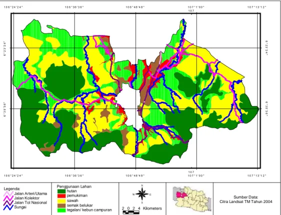 Gambar 9. . Peta Penggunaan/ Penutupan Lahan Kabupaten Bogor Tahun 2004 