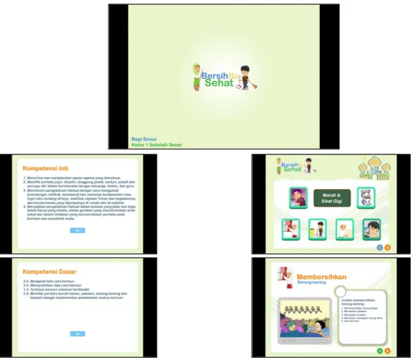Gambar 1. Beberapa screenshot dalam multimedia pembelajaran interaktif  Dari  pengembangan  yang  telah 