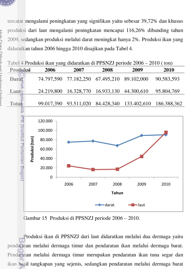 Gambar 15  Produksi di PPSNZJ periode 2006 – 2010. 