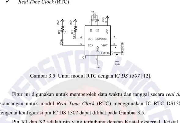 Gambar 3.5. Untai modul RTC dengan IC DS 1307 [12]. 