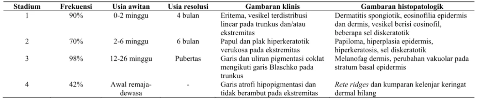 Tabel 1. Karakteristik lesi kulit dan histopatologik stadium IP 4 