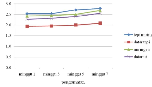 Gambar 5. Rata-rata diameter tanaman jarak pagar pada berbagai lokasi. 