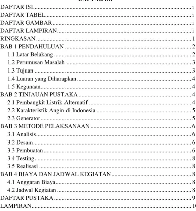 Tabel 1 Format Ringkasan Anggaran Biaya ........................................................