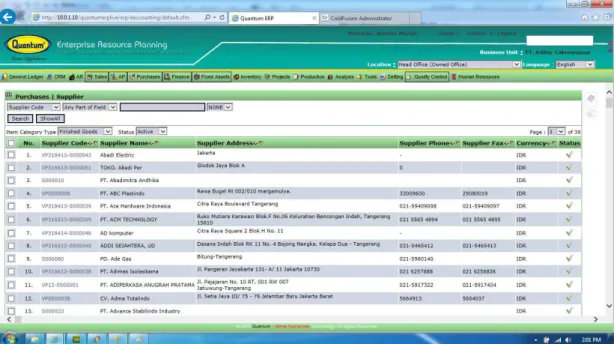 Gambar 3.13. Quantum ERP (Supplier) 