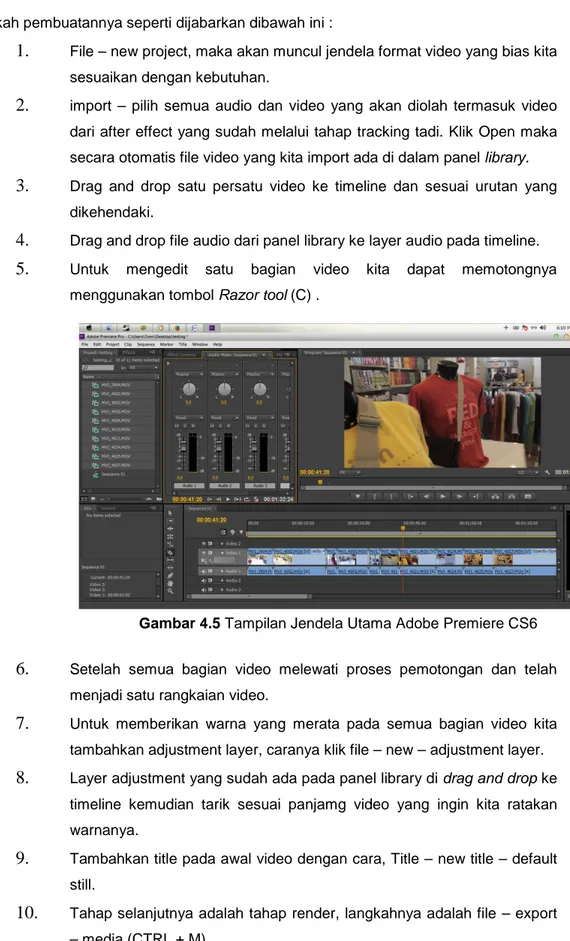 Gambar 4.5 Tampilan Jendela Utama Adobe Premiere CS6 