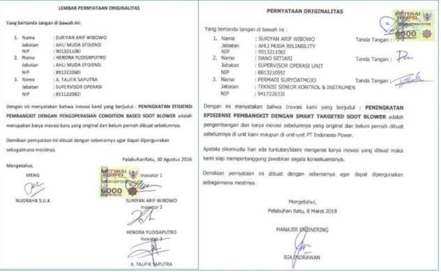 Gambar 16. Pernyataan originalitas implementasi inovasi 