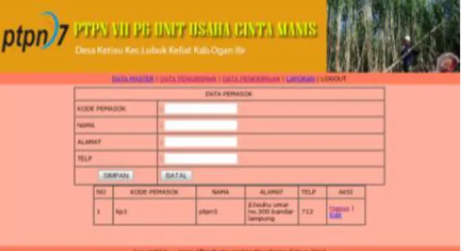 Gambar 3.14 Form Input data pengiriman  produk 