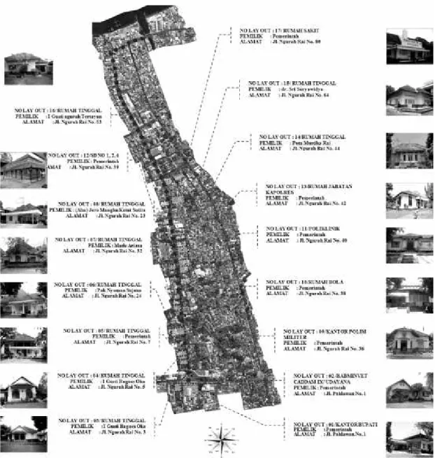 Gambar 5. Bangunan kolonial di Jalur Belanda Kota Singaraja Sumber: Survey Lapangan, 2014 dan Citra Satelit, 2014