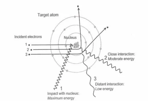 Gambar II.3.Spektrum radiasi sinar-X Bremstrahlumg dan Karakteristik   (Sumber : Crestensen’s Physics of Diagnostoc Radiology, Curry,1990)    