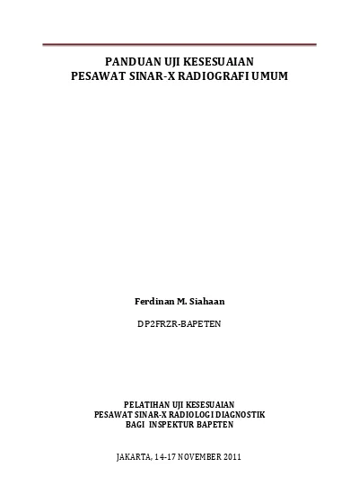 Panduan Uji Kesesuaian Pesawat Sinar X Radiografi Umum 0131