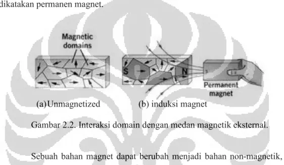 Gambar 2.2. Interaksi domain dengan medan magnetik eksternal. 