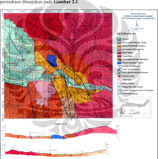 Gambar 2.1. Peta Geologi Regional daerah panasbumi Suwawa-Gorontalo [6] 