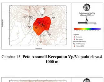 Gambar 15. Peta Anomali Kecepatan Vp/Vs pada elevasi  1000 m 
