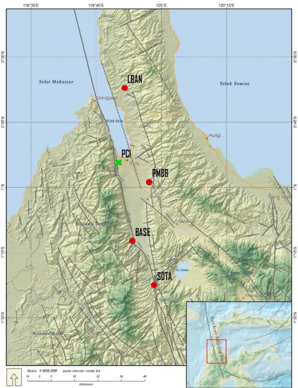 Gambar 1. Jaringan Seismograf Mini Regional Palu.